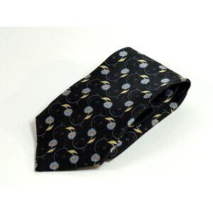 Nautica Mens Silk Floral‎ Patterned Tie Dark Navy Old Money Academia Preppy
